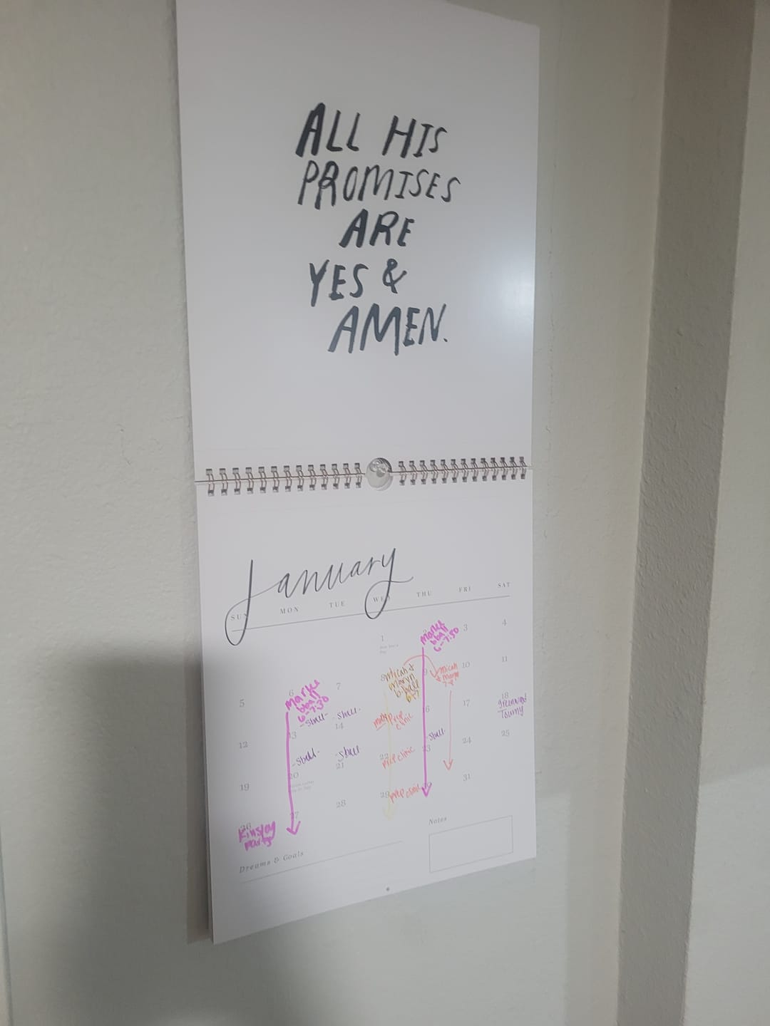 Customer photo review of 2025 "All His Promises are Yes and Amen" Calendar