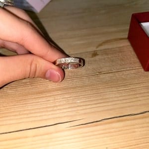 Customer photo review of Custom Fingerprint Engraved Thin Ring Band [4mm], 925 Sterling Silver, Gold Vermeil, Personalized Memorial Christmas Gift for Loss of Family Member