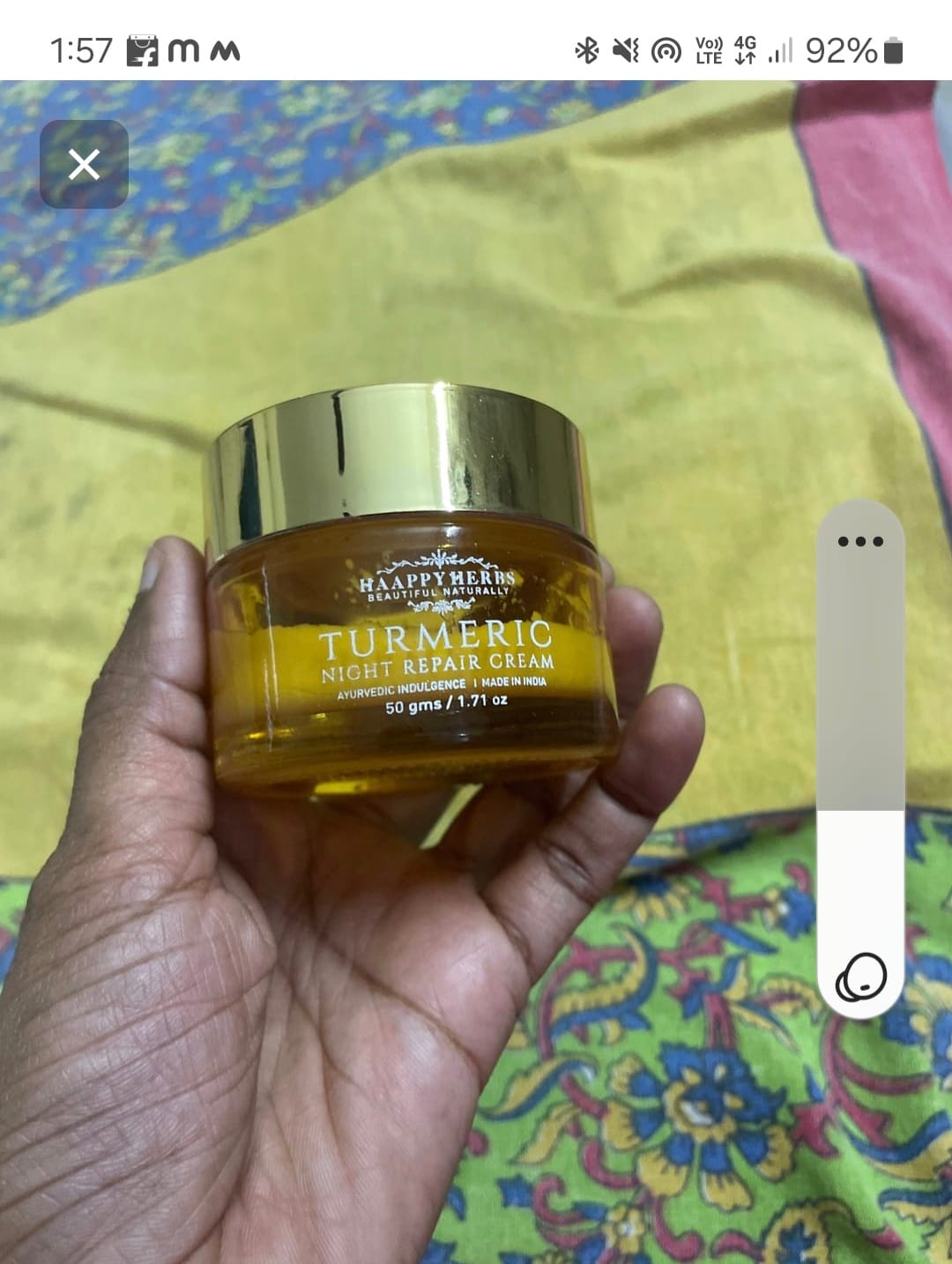 Customer photo review of Turmeric Night Repair Cream