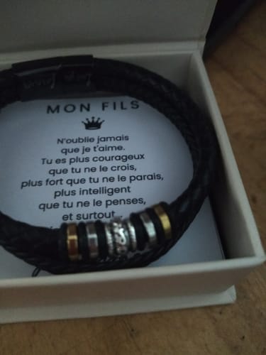 Customer photo review of Bracelet tressé en cuir - A mon fils | N'oublie jamais que je t'aime