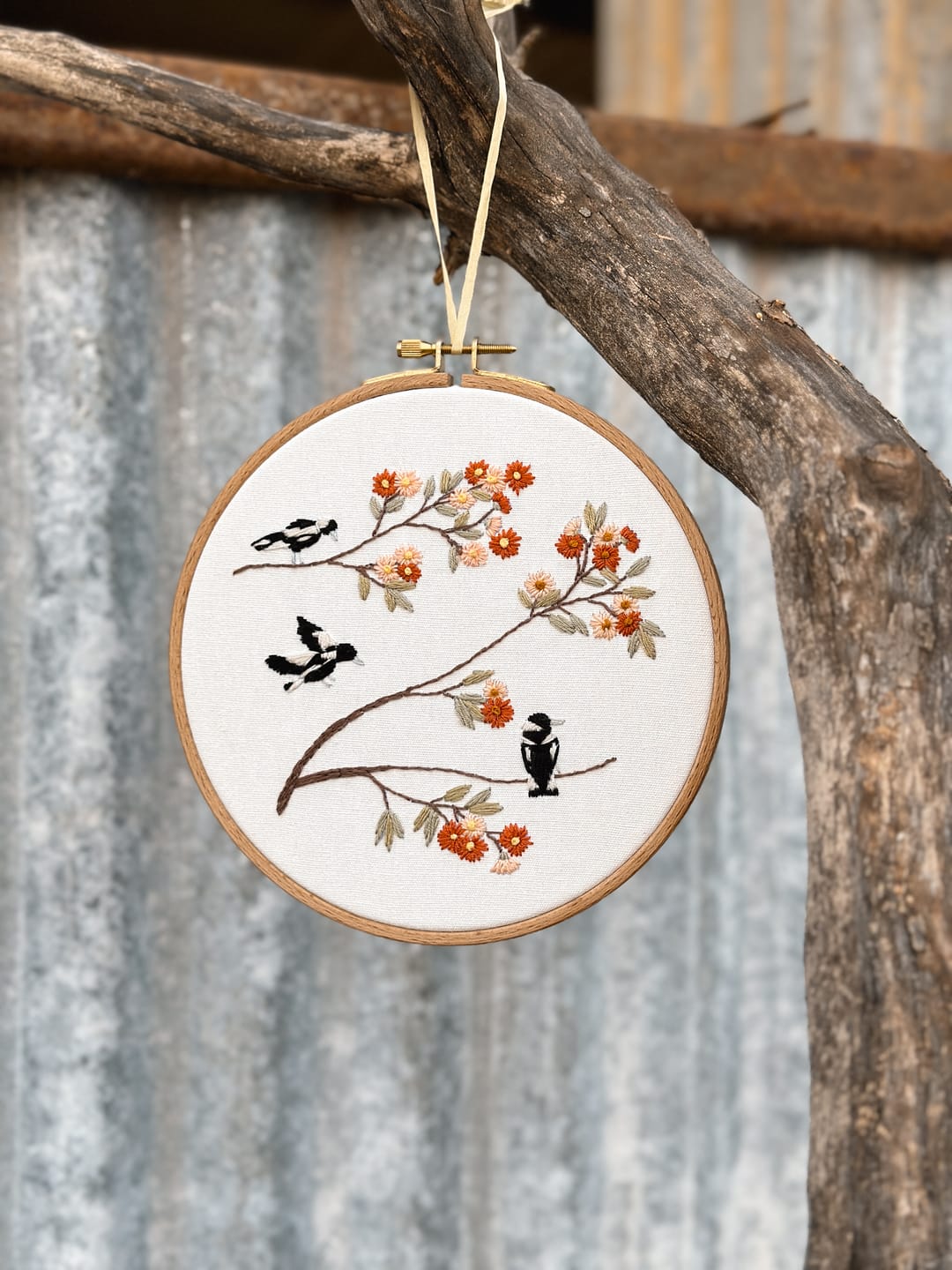 Customer photo review of Spring Magpies Embroidery Kit