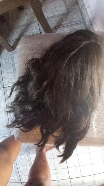 Customer photo review of Synthetic Wig Water Wave Natural Bob With Bangs — Red Copper Ginger | KIMLUD