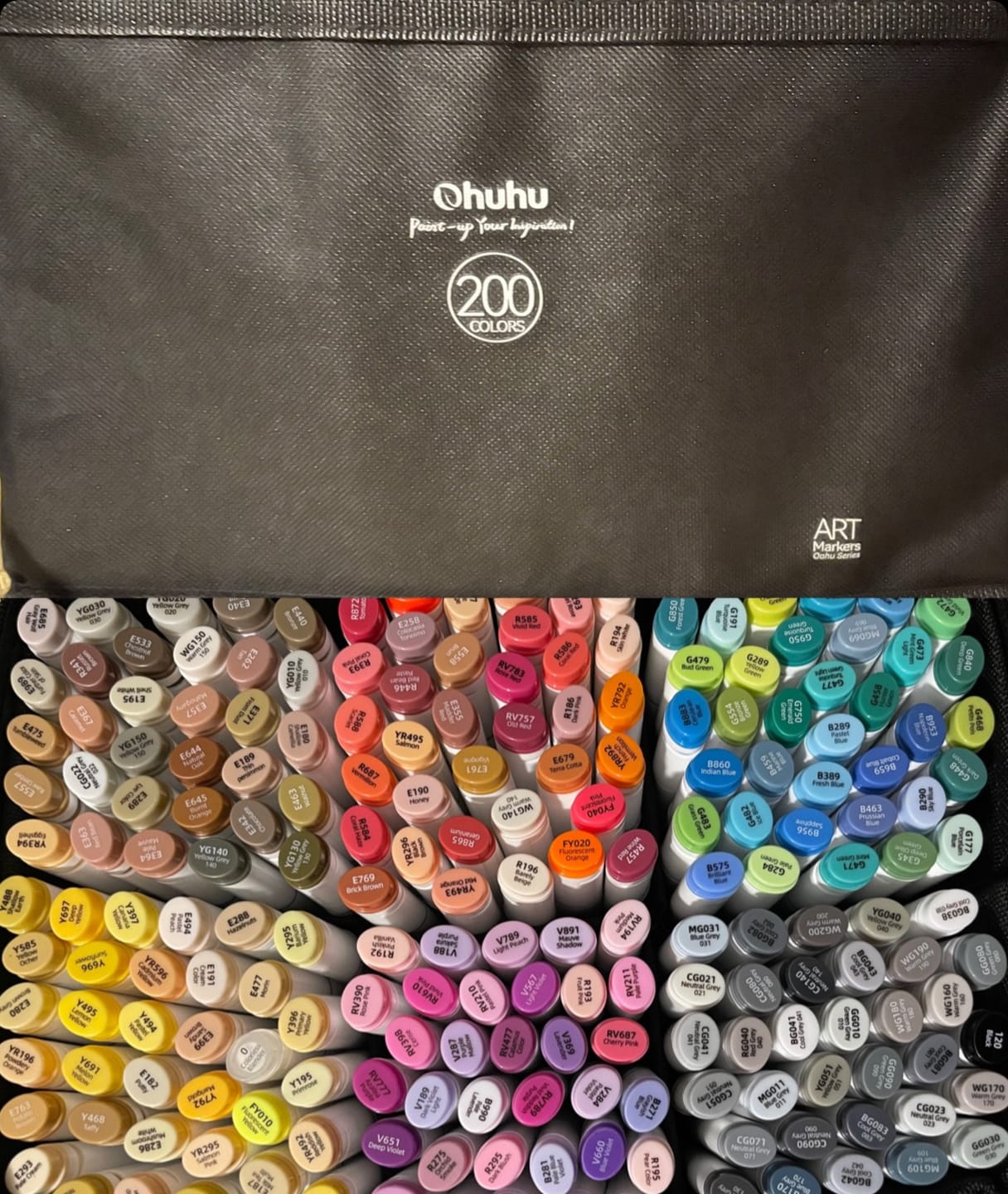 Customer photo review of Ohuhu Oahu 200 Colors Dual Tips Alcohol Art Markers, Fine & Chisel