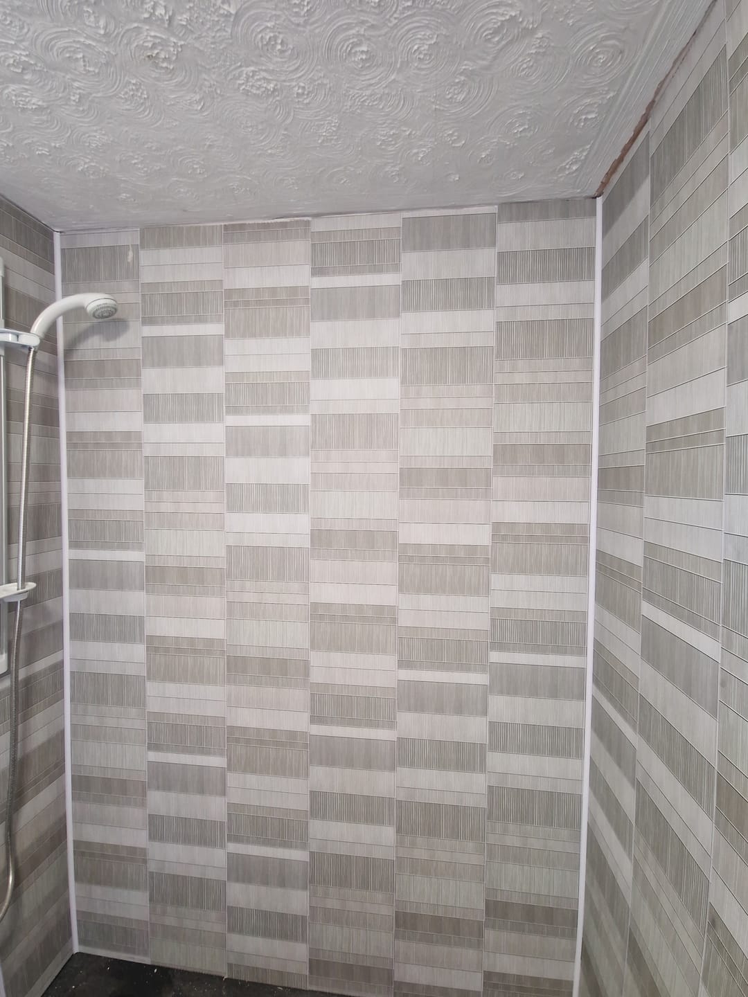 Customer photo review of 8mm Light Grey Mosaic Bathroom Wall Panel 2.6M