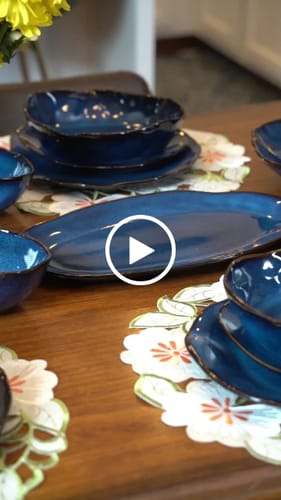 Customer video review of 16-Piece Stoneware Set- Ocean Blue
