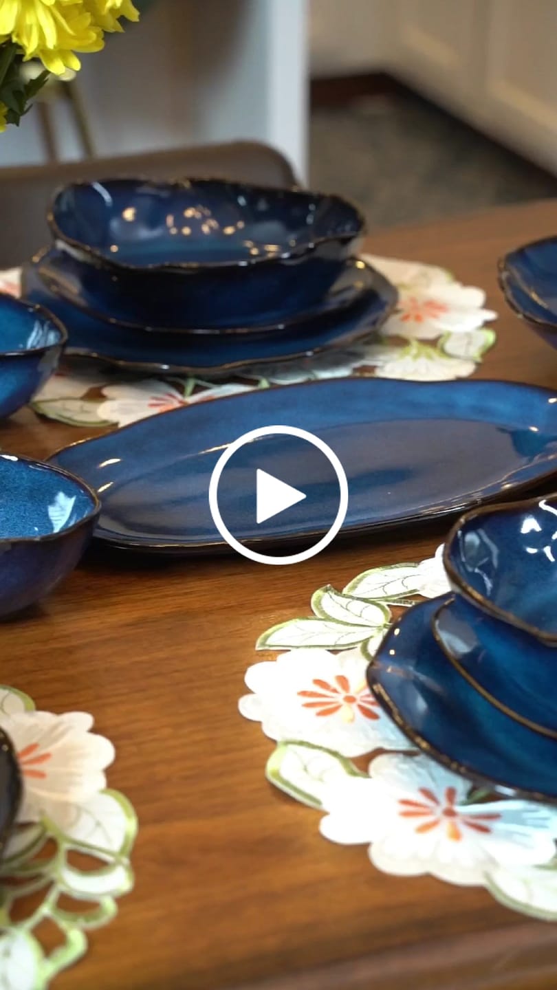 Customer video review of 16-Piece Stoneware Set- Ocean Blue
