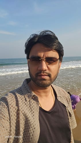 Customer photo review of Satan | Light Brown Rimless Sunglasses | Golden Frame - MG6617