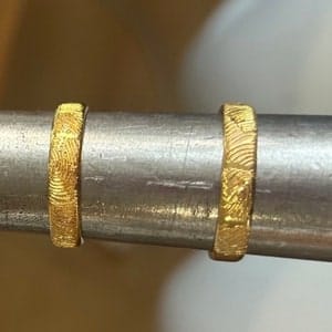 Customer photo review of Custom Fingerprint Engraved Thin Ring Band [4mm], 925 Sterling Silver, Gold Vermeil, Personalized Memorial Christmas Gift for Loss of Family Member