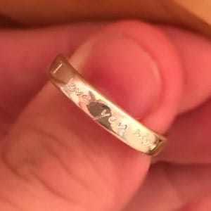 Customer photo review of Actual Handwriting Engraved Ring, 925 Sterling Silver, Vermeil Gold, Sentimental Custom Engraved Ring Band, Unisex Valentine's Day Gift for Couples