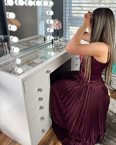 Customer photo review of Double Drawer Vanity Table "Pearl"