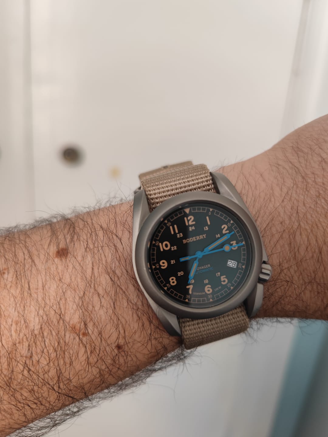 Customer photo review of VOYAGER - 100M Waterproof Titanium Automatic Field Watch | Vintage Noir