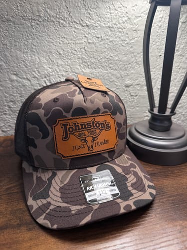Customer photo review of Custom Leather Patch Hats Richardson CAMO Laser Engraved