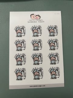 Customer photo review of Showered today planner stickers