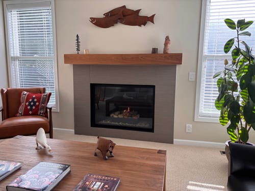 Customer photo review of White Oak Fireplace Mantel