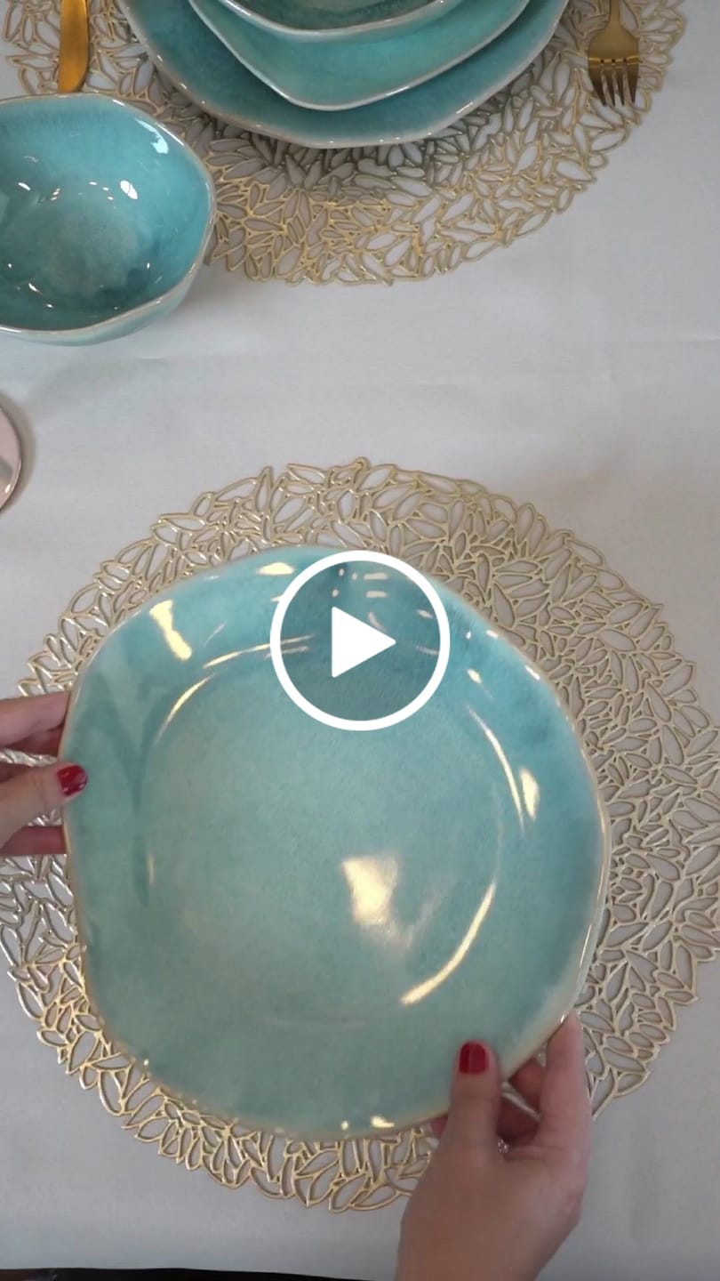 Customer video review of 16-Piece Stoneware Set-Aqua Blue