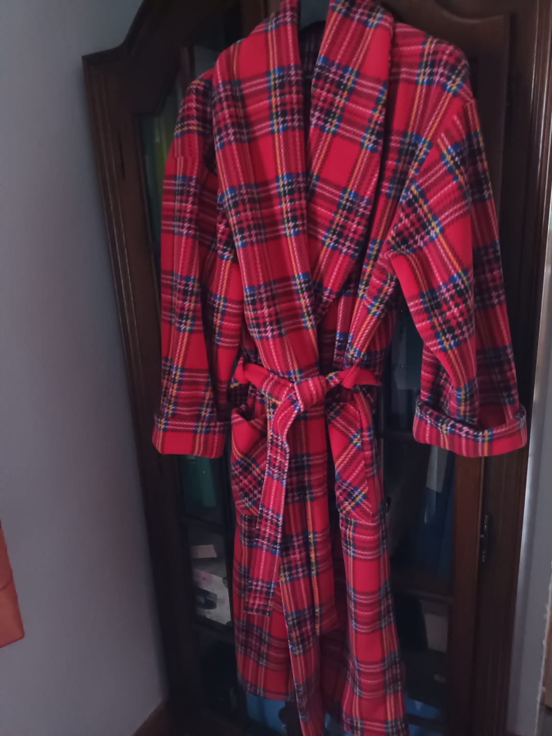 Customer photo review of Red Checkered Anti Pill Polar Fleece Fabric
