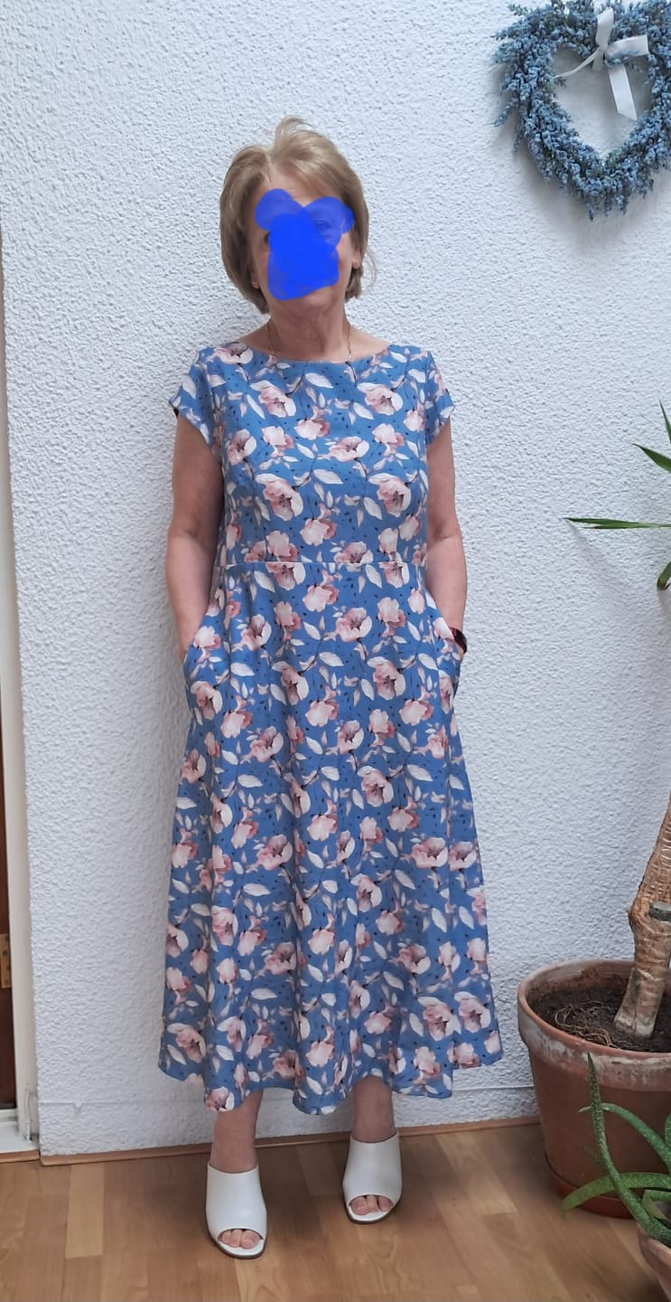 Customer photo review of Pink Floral Linen Viscose Fabric