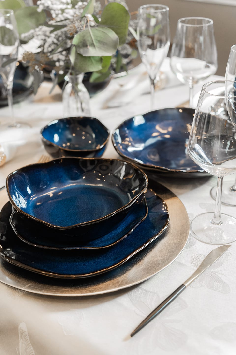 Customer photo review of 16-Piece Stoneware Set- Ocean Blue