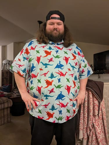 Customer photo review of Origami Dragons Light Button Up Shirt