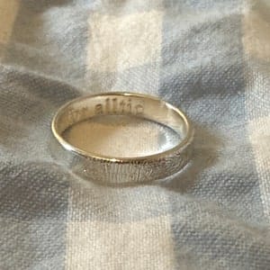 Customer photo review of Custom Fingerprint Engraved Thin Ring Band [4mm], 925 Sterling Silver, Gold Vermeil, Personalized Memorial Christmas Gift for Loss of Family Member