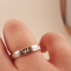 Customer photo review of Actual Handwriting Engraved Ring, 925 Sterling Silver, Vermeil Gold, Sentimental Custom Engraved Ring Band, Unisex Valentine's Day Gift for Couples