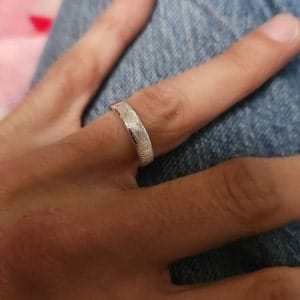 Customer photo review of Custom Fingerprint Engraved Thin Ring Band [4mm], 925 Sterling Silver, Gold Vermeil, Personalized Memorial Christmas Gift for Loss of Family Member