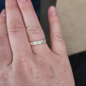 Customer photo review of Custom Fingerprint Engraved Thin Ring Band [4mm], 925 Sterling Silver, Gold Vermeil, Personalized Memorial Christmas Gift for Loss of Family Member