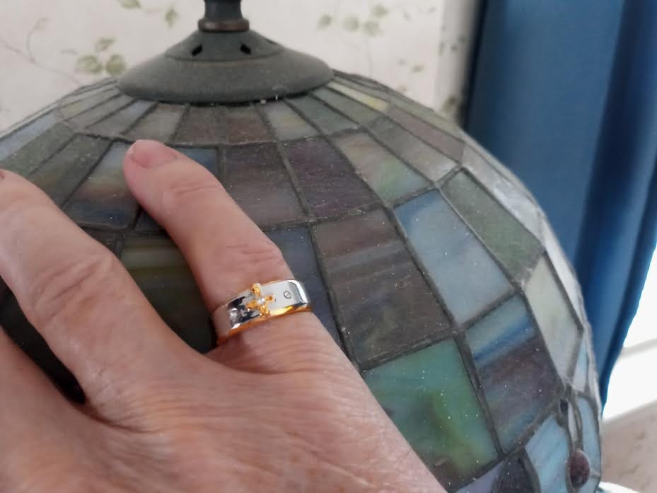 Customer photo review of Christianartworkshop Modern Style Two-tone Gold Cross Alloy Ring(Made in Holy Land)