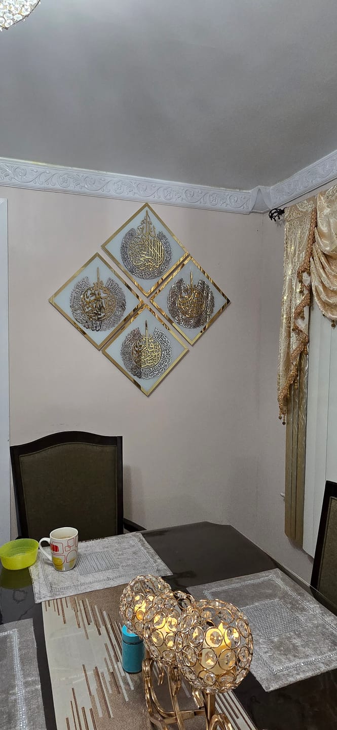 Customer photo review of Diamond Shaped Islamic Wall Art Ayatul Kursi, Falaq, Nas, Ikhlas
