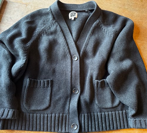Customer photo review of The Staple Cardigan - Charcoal