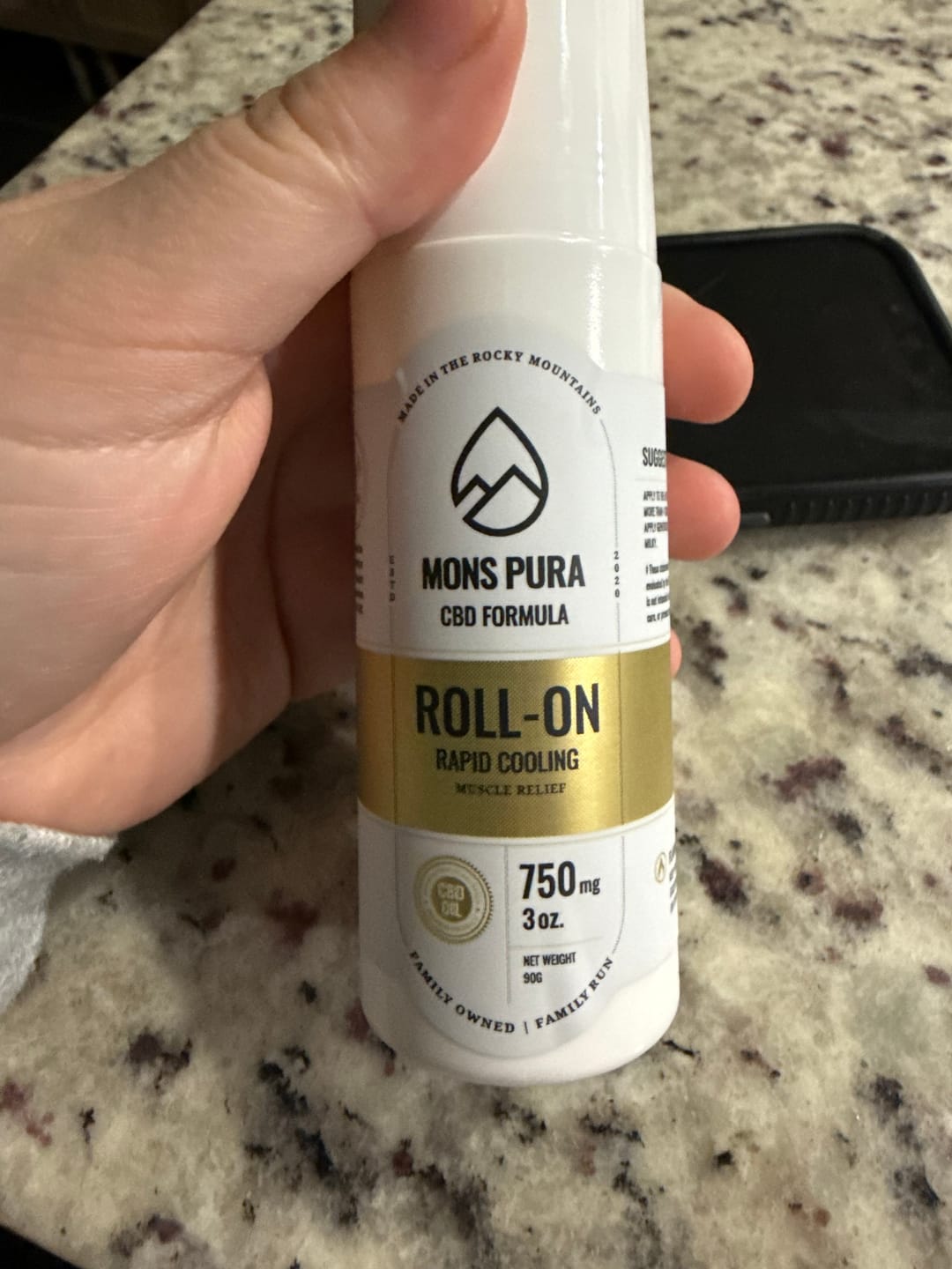 Customer photo review of Rapid Cooling Muscle Relief Roll On 750mg CBD