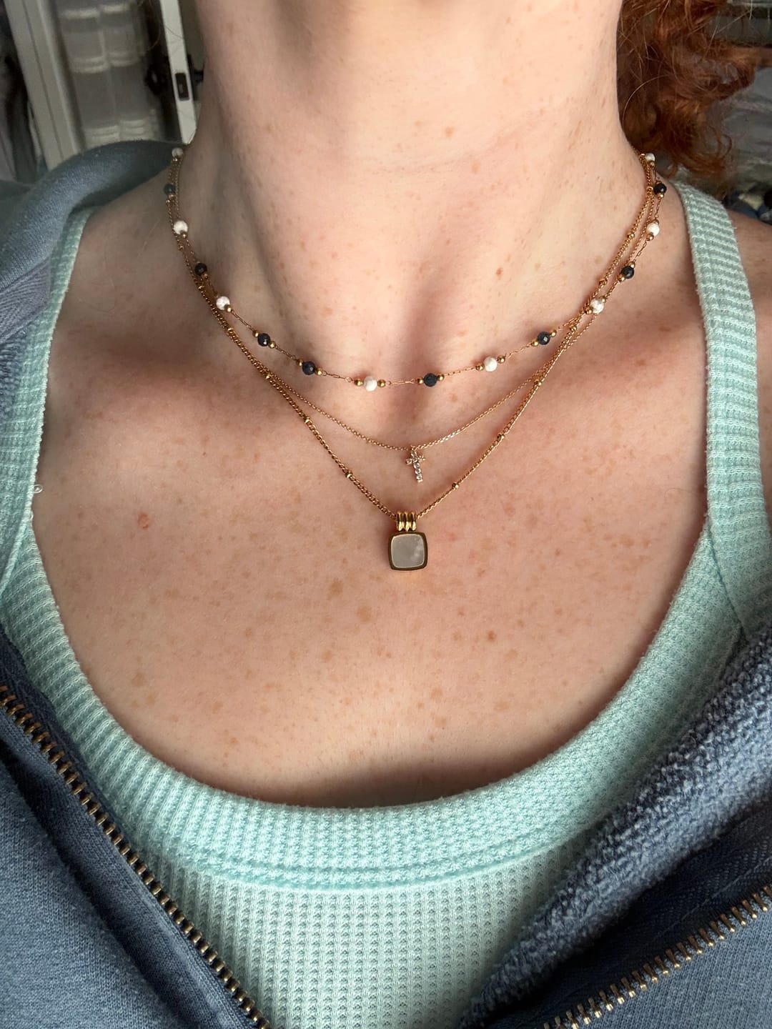 Customer photo review of Lulu Forest Beaded Stone Necklace
