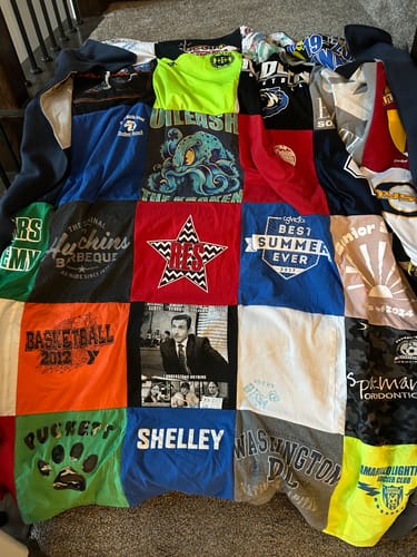 T-shirt quilt featuring basketball team by Leann from TX