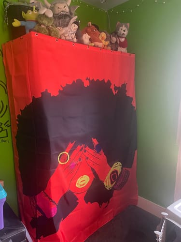 Customer photo review of Shanell Orange Shower Curtain