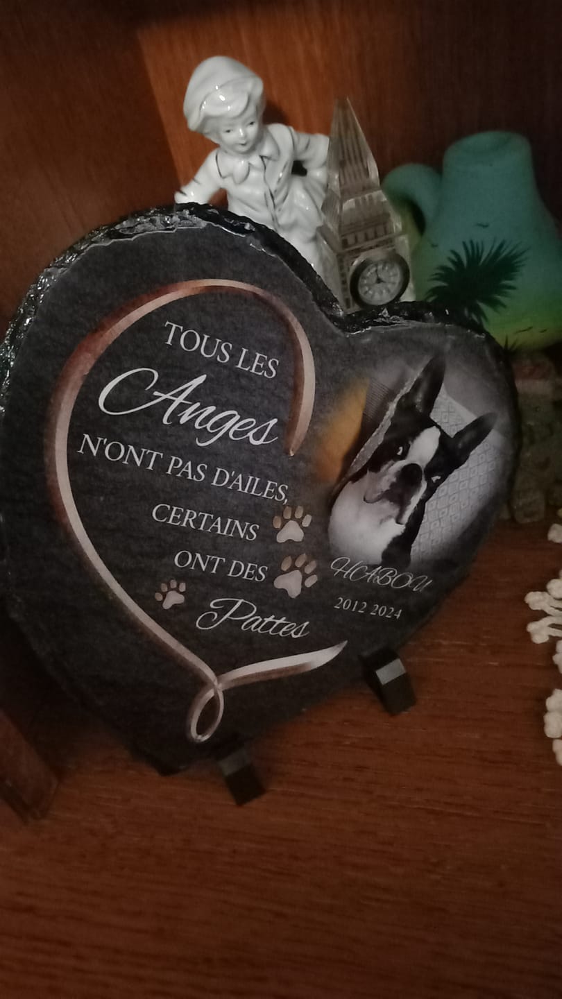 Customer photo review of Anges avec pattes - Cœur en ardoise personnalisé