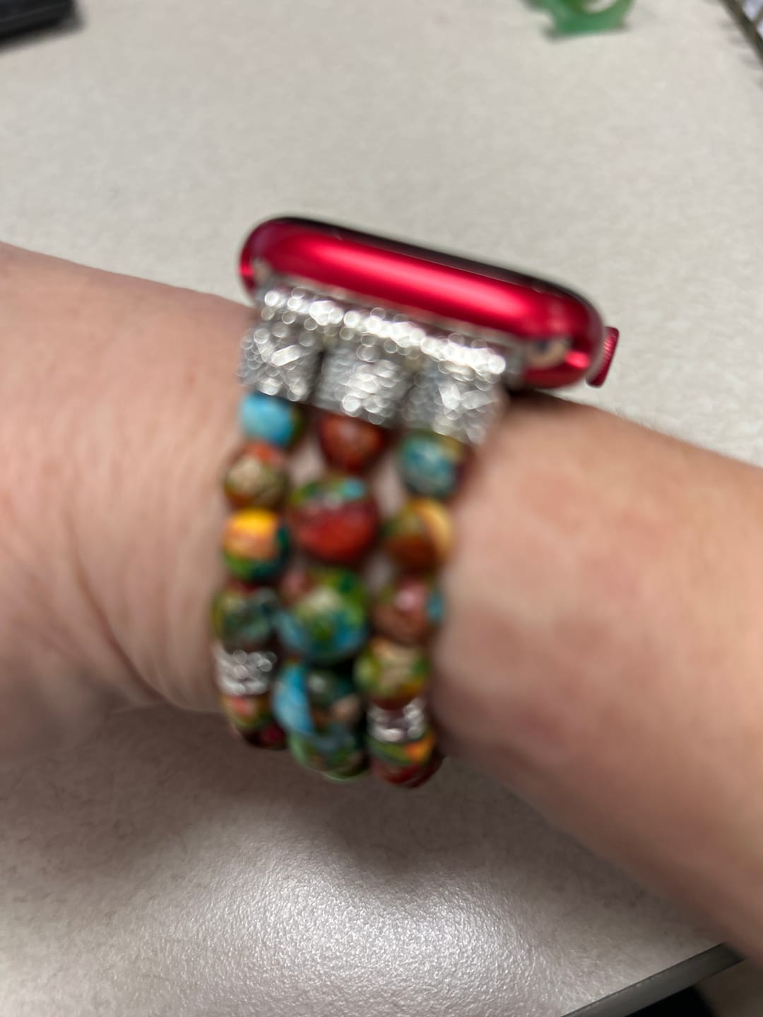 Customer photo review of Vineyard Jasper Stretch Apple Watch Strap