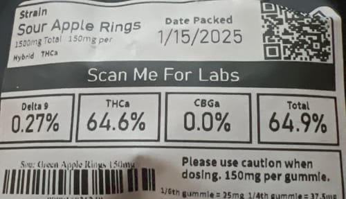 Customer photo review of Sour Green Apple Rings 150mg