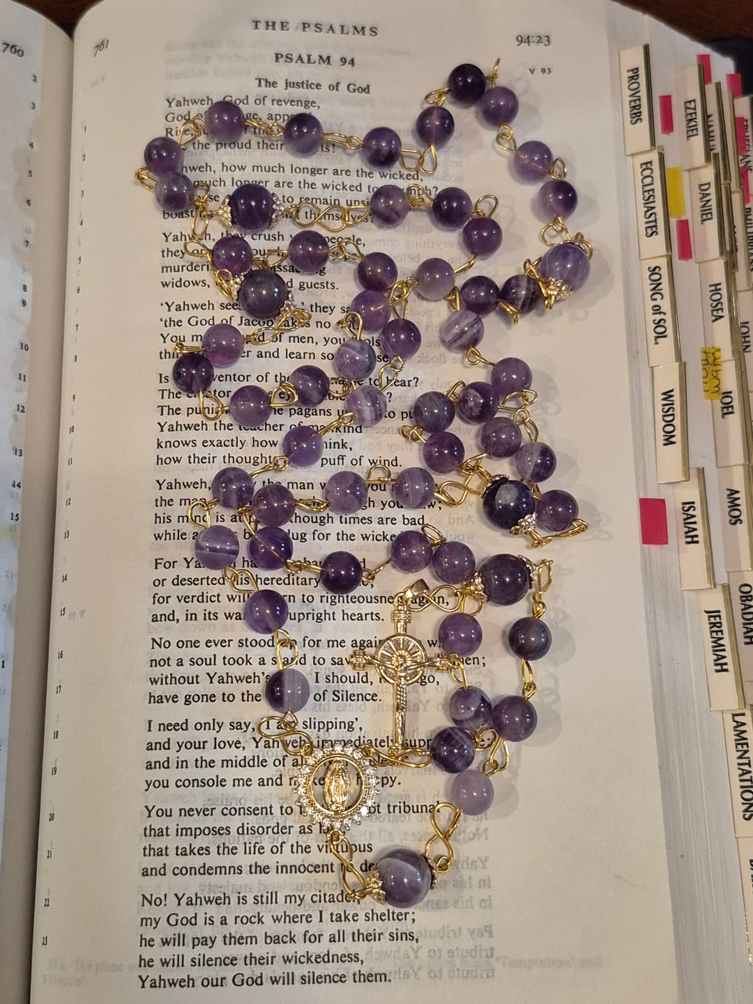 Customer photo review of Christianartworkshop Our Lady of Guadalupe & Crucifix of 8mm Round Purple Crystal Rosary