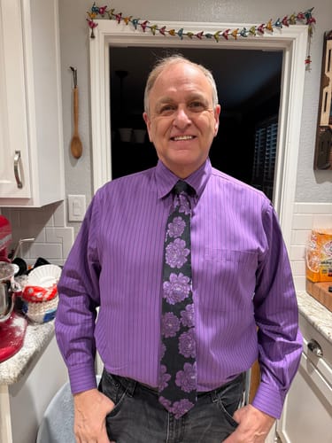 Customer photo review of Black Purple Peony Floral Men's Tie Handkerchief Cufflinks Set