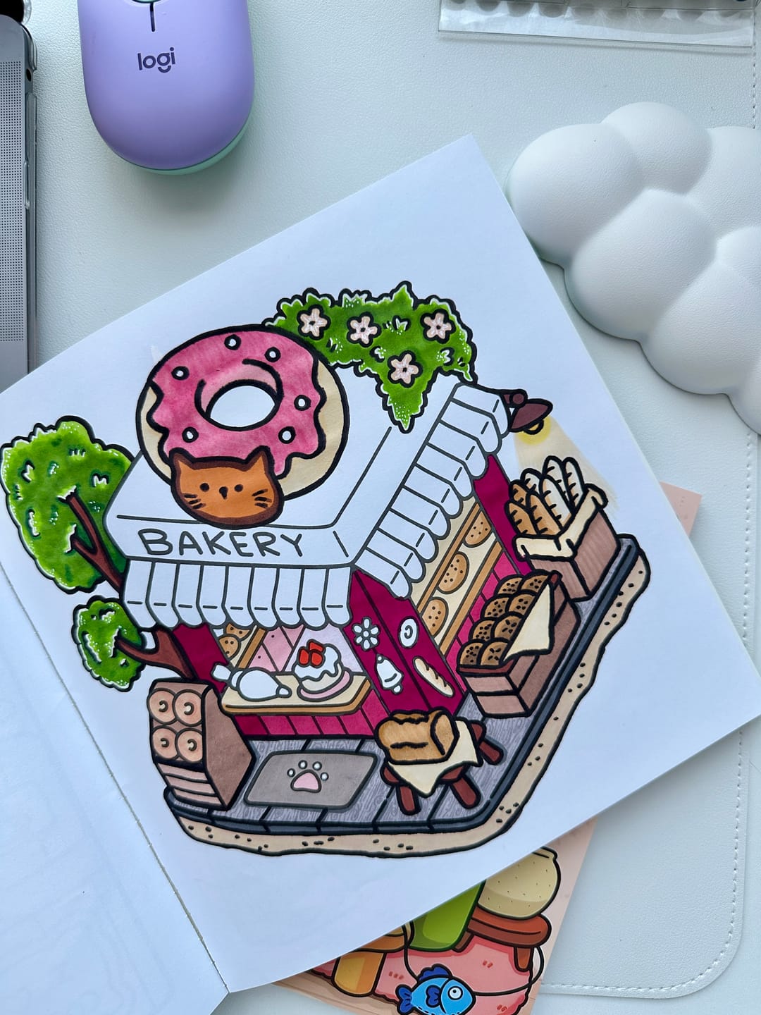 Customer photo review of Ohuhu Pupe Paper-friendly (No Peeling) Brush and Fineliner Dual Tips 60 Colors Water-based Coloring Markers