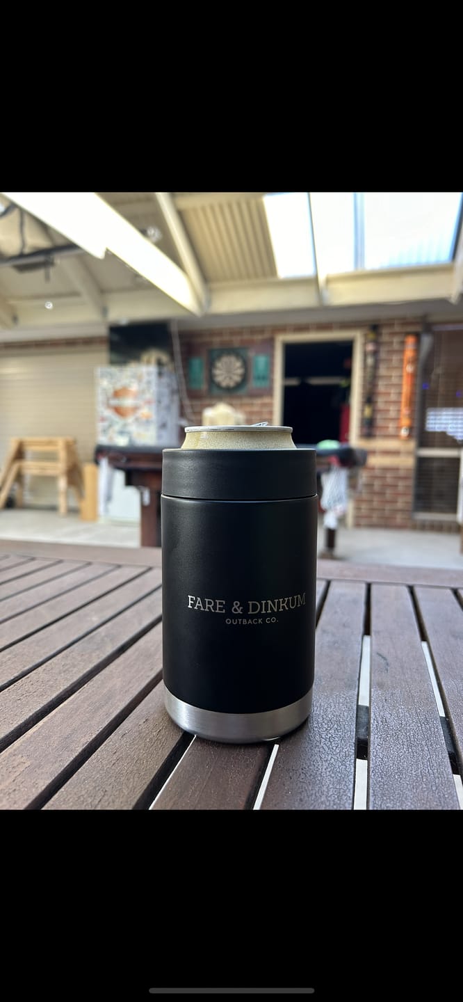 Customer photo review of Fare & Dinkum Black Insulated Stubby Cooler