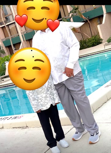 Customer photo review of Pure White Paisley Silk Men's Long Sleeve Shirt