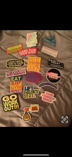 Customer photo review of Gym Motivation Sticker 9 Pack