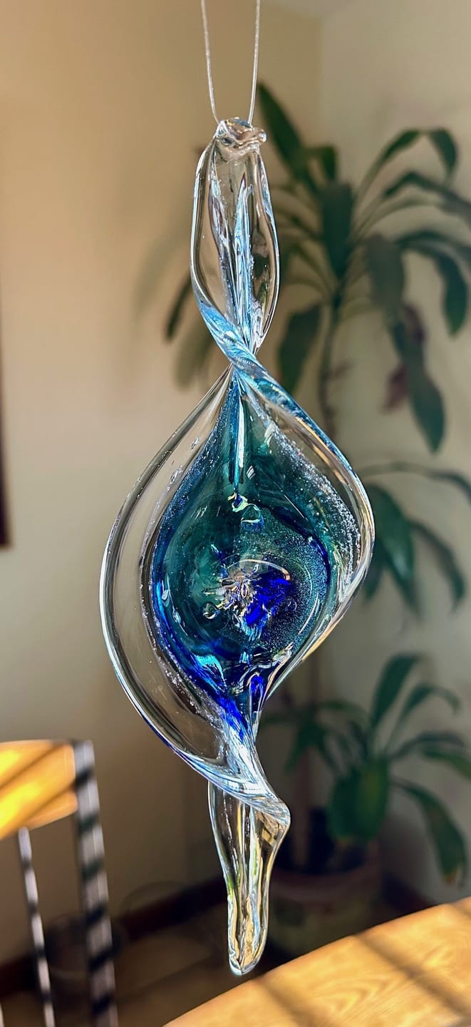 Customer photo review of Dichroic Spinner Suncatcher with Infused Cremains