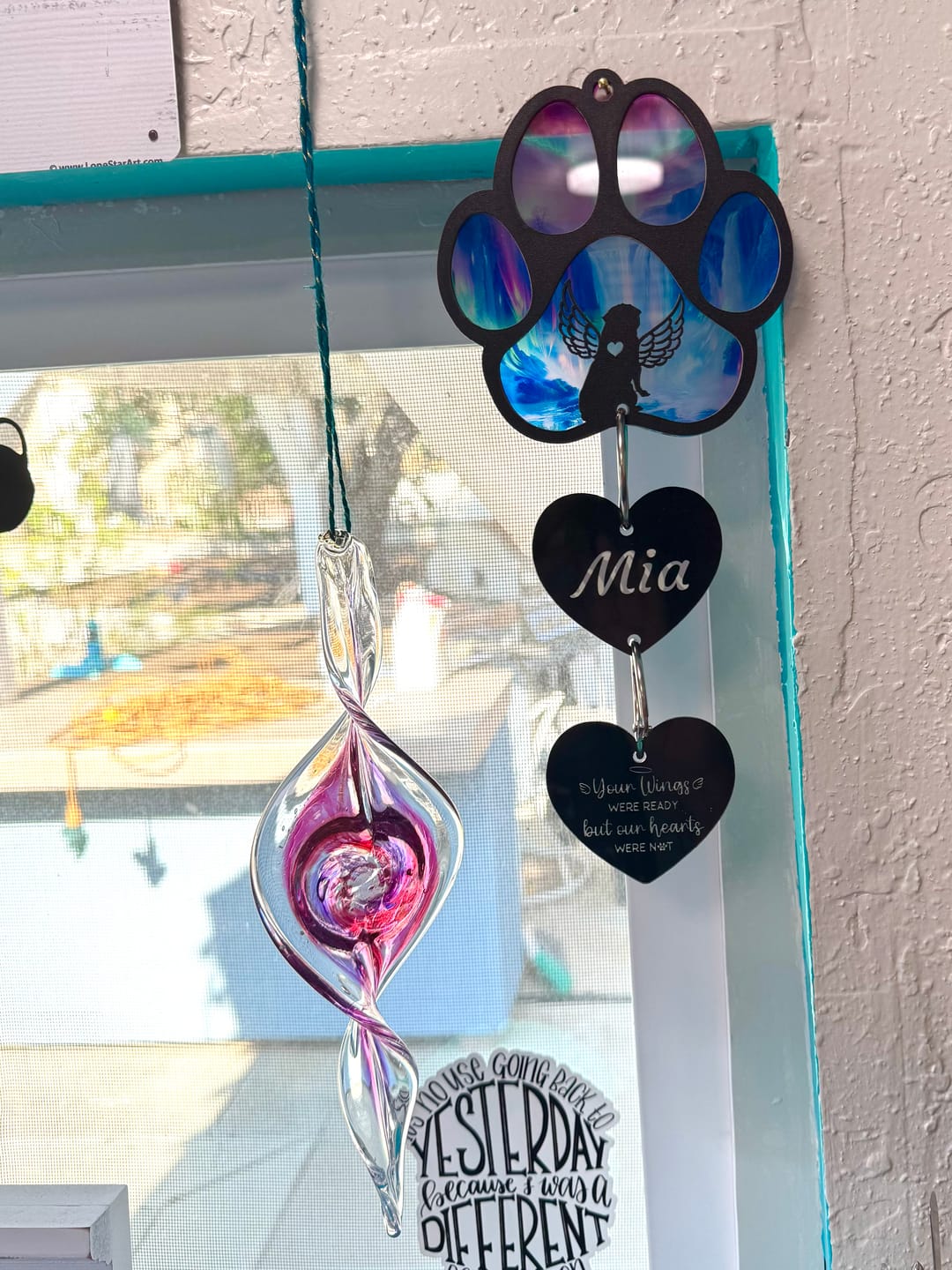 Customer photo review of Dichroic Spinner Suncatcher with Infused Cremains