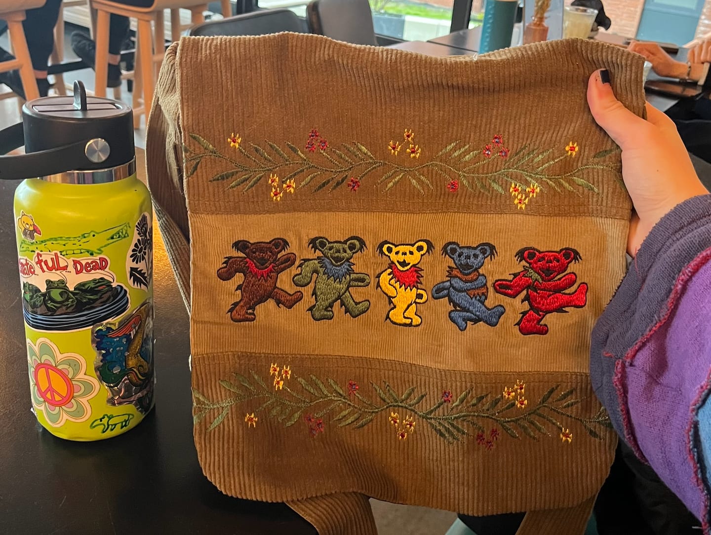 Customer photo review of Grateful Dead Dancing Bear Corduroy Messenger Bag