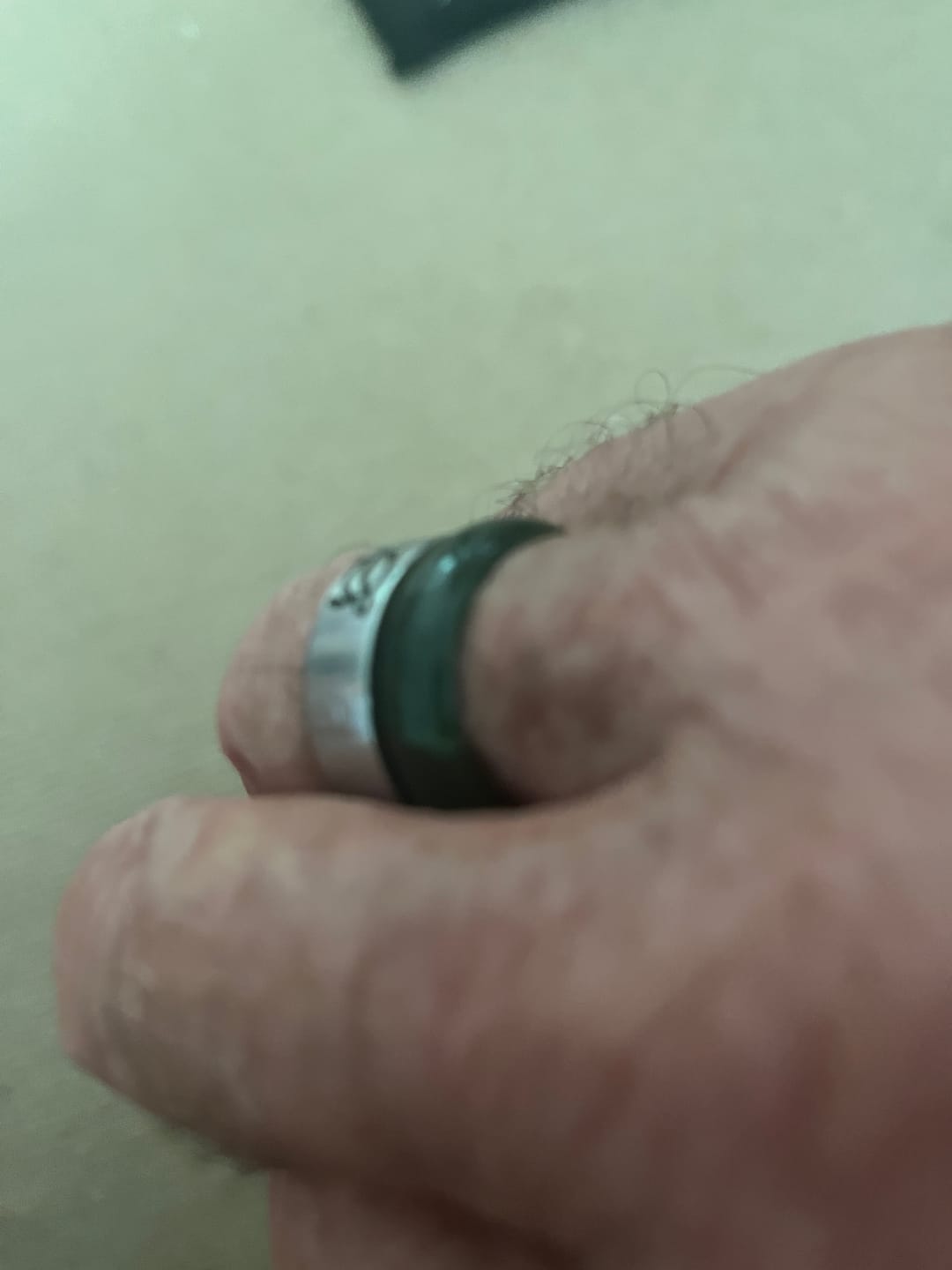 Customer photo review of Wide Greenstone Ring