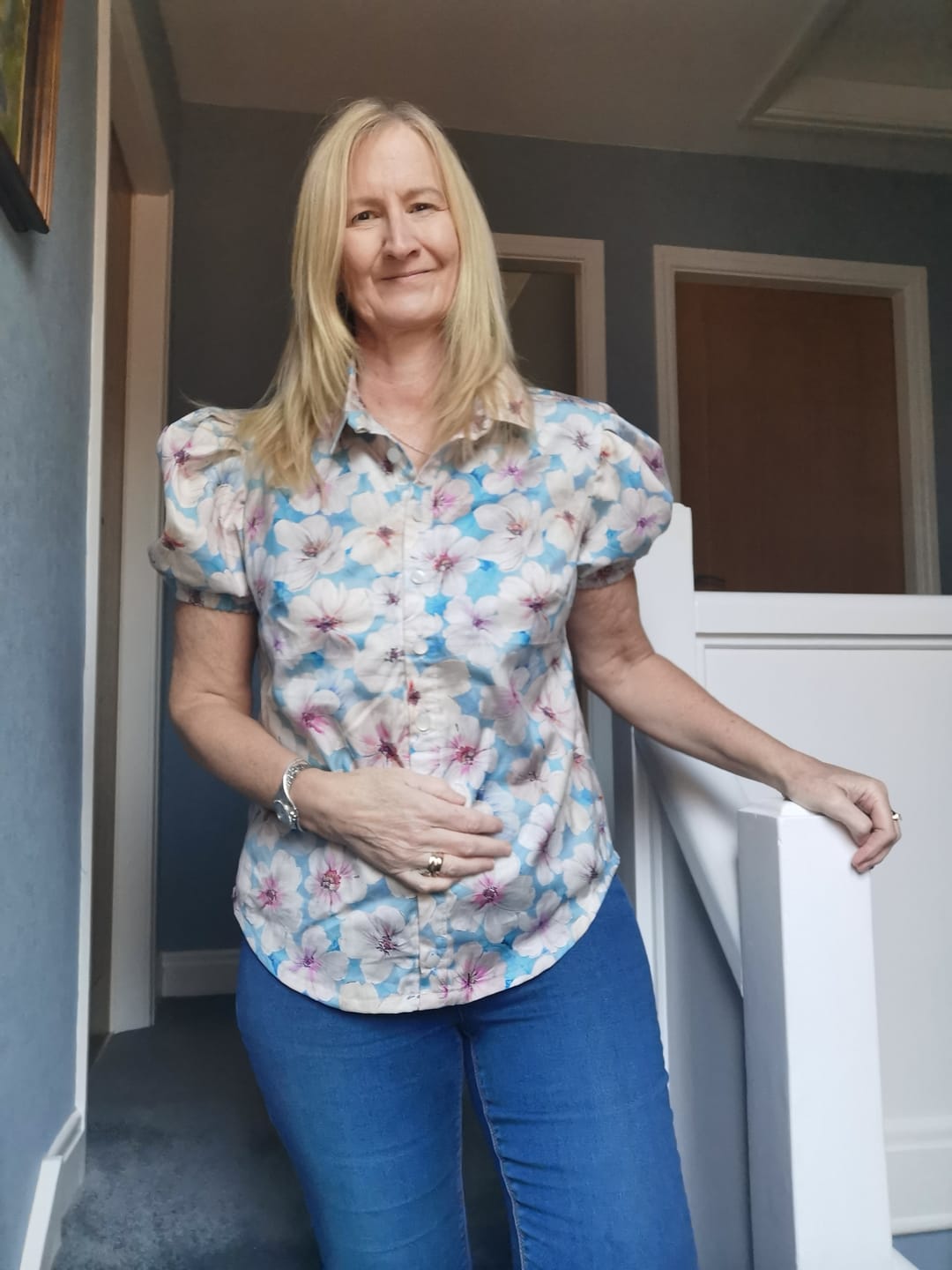 Customer photo review of Beige Flowers Cotton Sateen Fabric