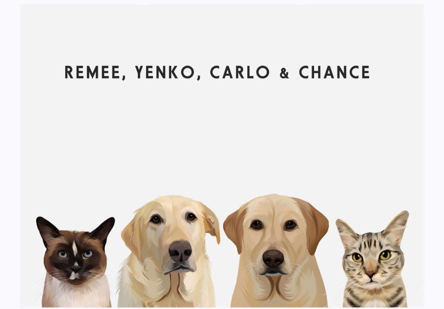 Customer photo review of Custom Four Pet Portrait