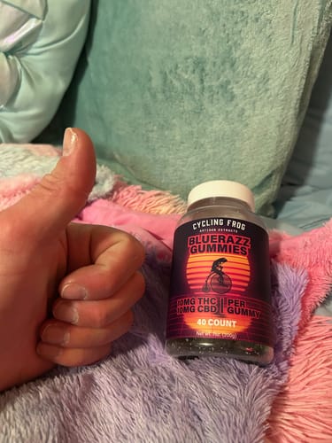 Customer photo review of BlueRazz Gummies, 10mg THC + 10mg CBD